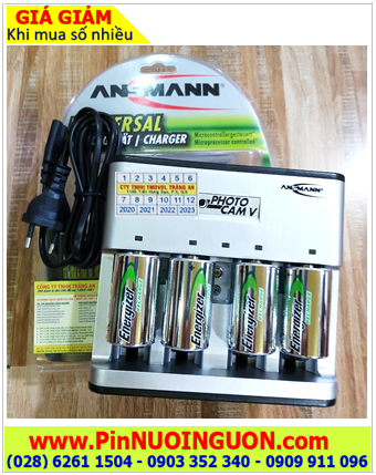 Ansman PhotoCam V _Bộ sạc Pin PhotoCam V kèm 4 pin sạc D Energixer NH50-BP2 (D2500mAh 1.2v)